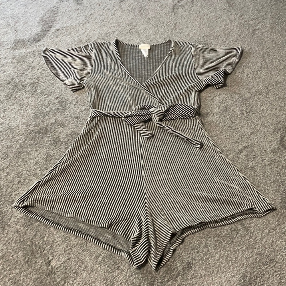 Black and white striped romper